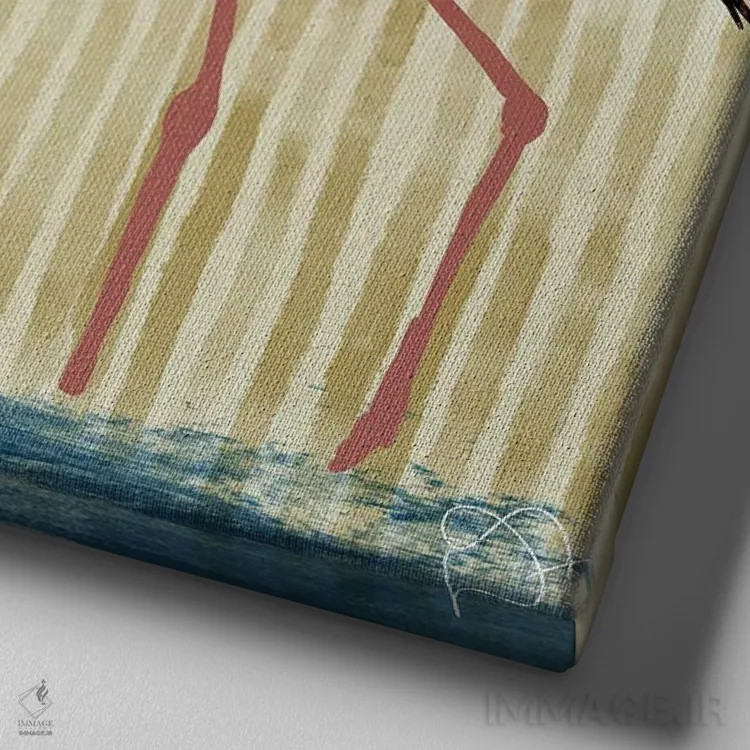 تابلو فلامینگوها اثر دارلا فرارا - نمای نزدیک بافت بوم