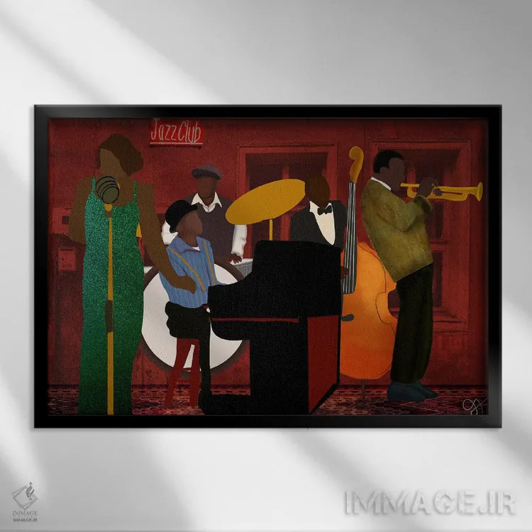 تابلو گروه موسیقی جَز اثر دارلا فرارا - نمای قابدار مشکی