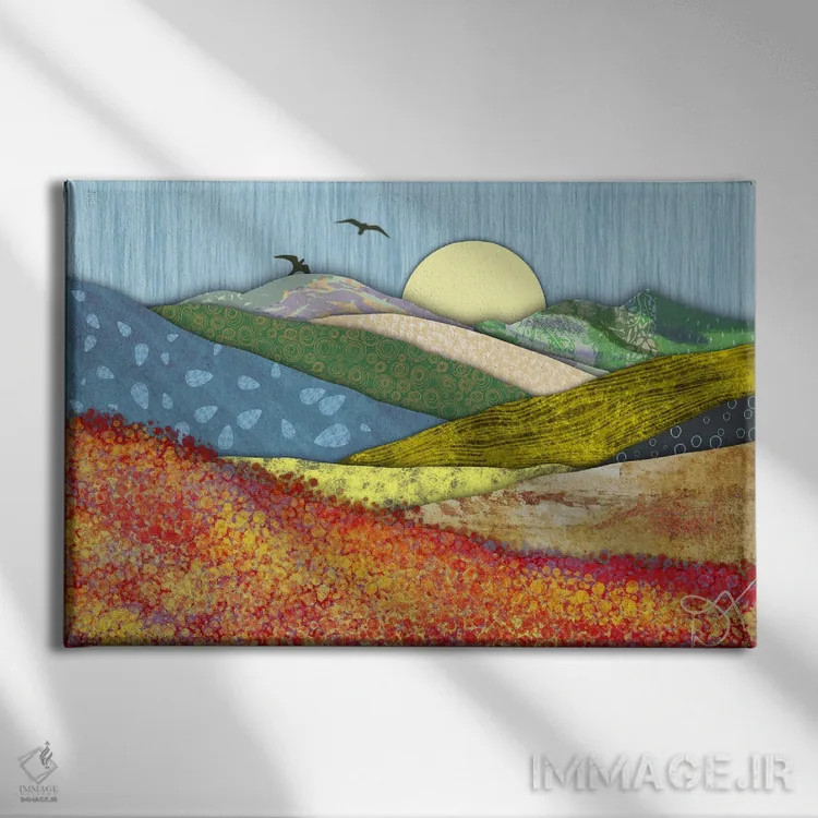 تابلو ماه و پرندگان اثر دارلا فرارا - نمای روبهرو روی دیوار