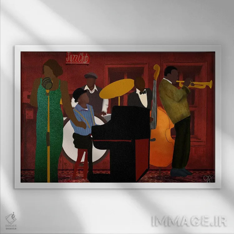 تابلو گروه موسیقی جَز اثر دارلا فرارا - نمای قابدار سفید