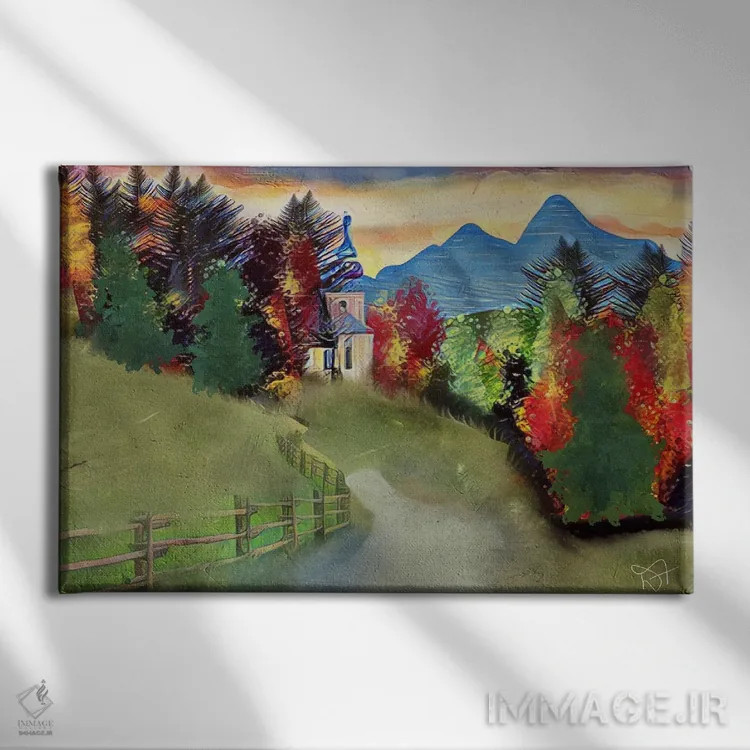 تابلو خانه در جنگل اثر دارلا فرارا - نمای روبهرو روی دیوار