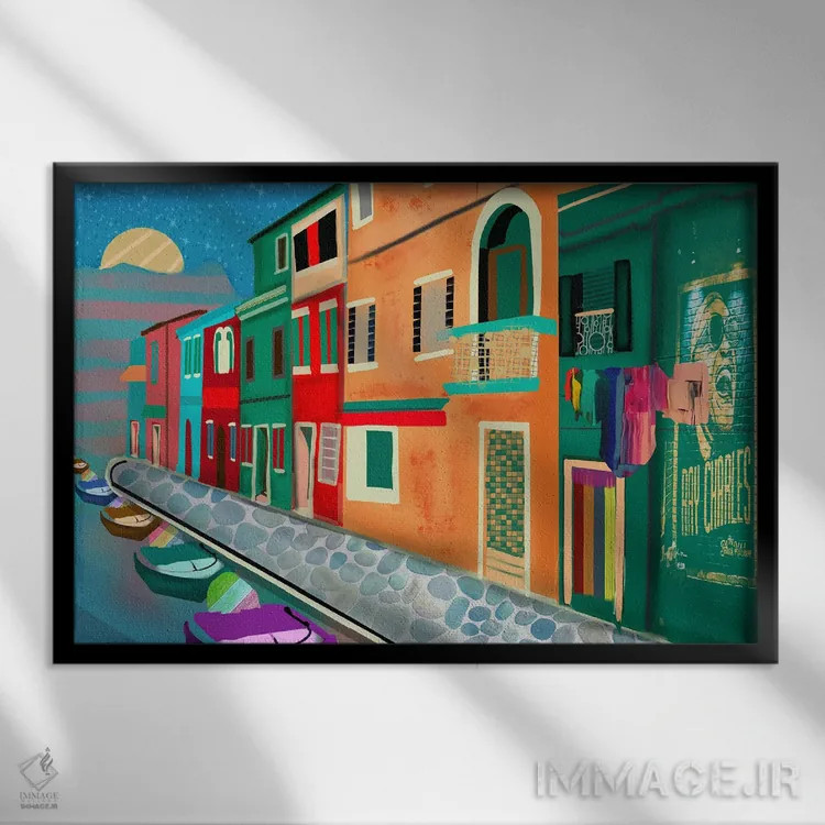 تابلو خیابان ساحلی اثر دارلا فرارا - نمای قابدار مشکی