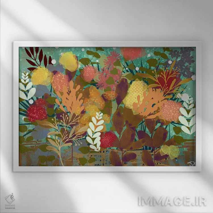 تابلو گل انتزاعی اثر دارلا فرارا - نمای قابدار سفید