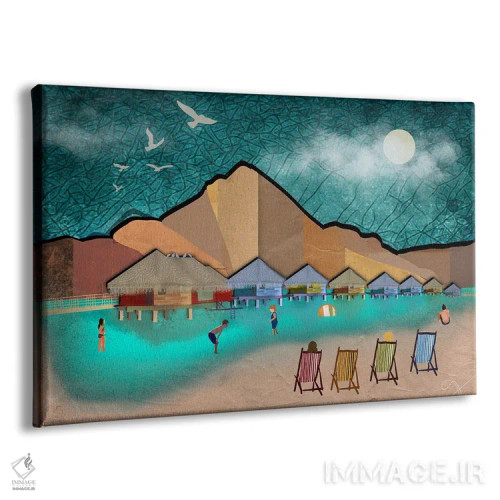 تابلو شناگران در استراحتگاه اثر دارلا فرارا - نمای پرسپکتیو محصول