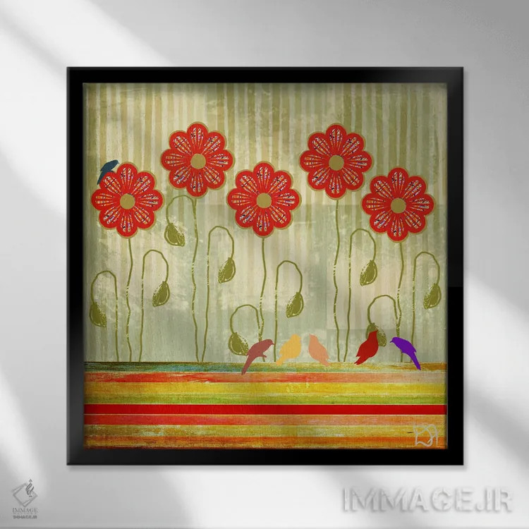 تابلو جعبه گل اثر دارلا فرارا - نمای قابدار مشکی