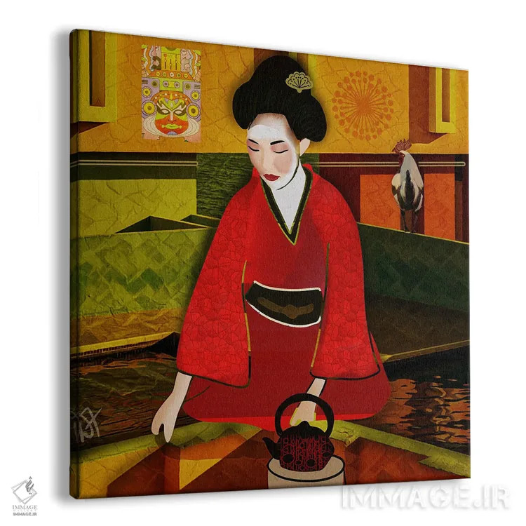تابلو چای با گیشا اثر دارلا فرارا - نمای پرسپکتیو محصول