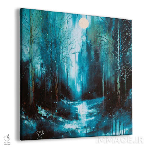 تابلو جنگل آبی برفی اثر دارلا فرارا - نمای پرسپکتیو محصول