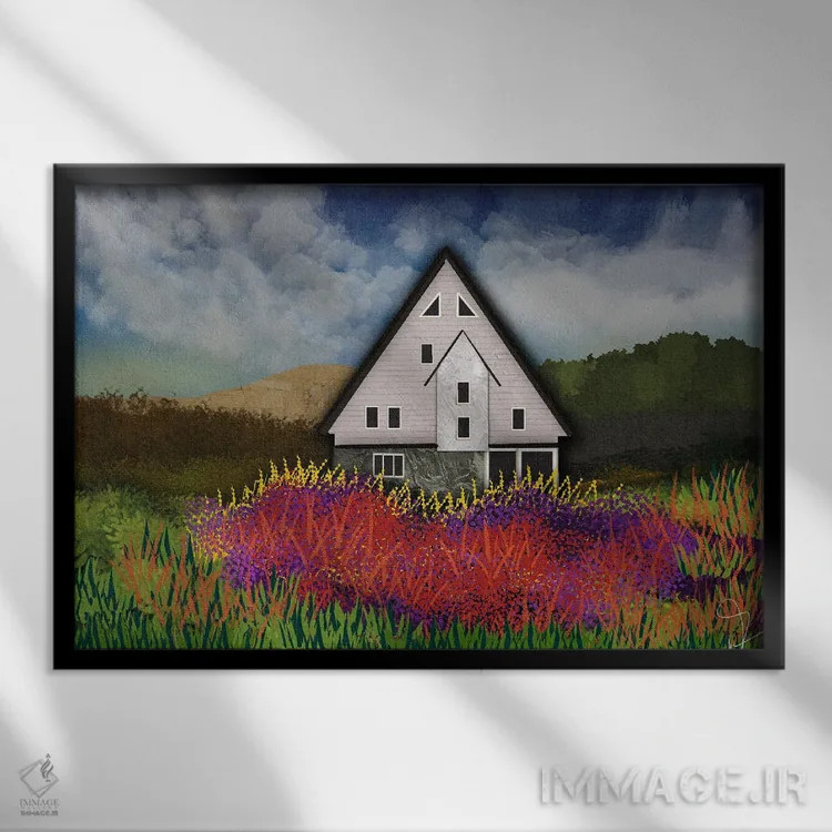 تابلو باغ گل اثر دارلا فرارا - نمای قابدار مشکی