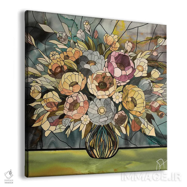 تابلو گلها و گلدان اثر دارلا فرارا - نمای پرسپکتیو محصول