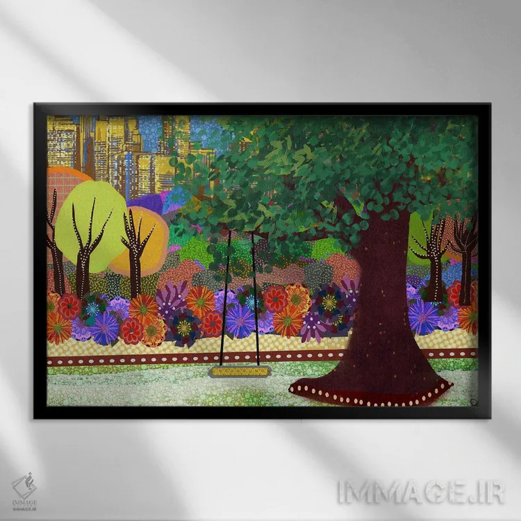 تابلو تاب درختی اثر دارلا فرارا - نمای قابدار مشکی