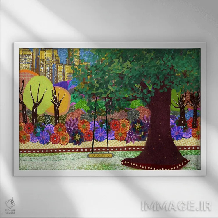 تابلو تاب درختی اثر دارلا فرارا - نمای قابدار سفید