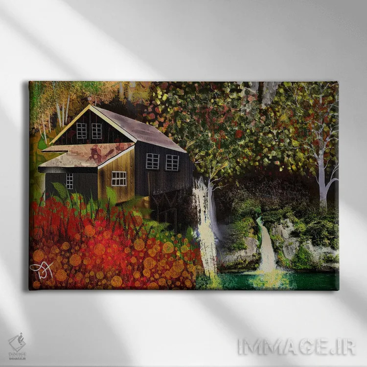 تابلو کلبه در جنگل اثر دارلا فرارا - نمای روبهرو روی دیوار