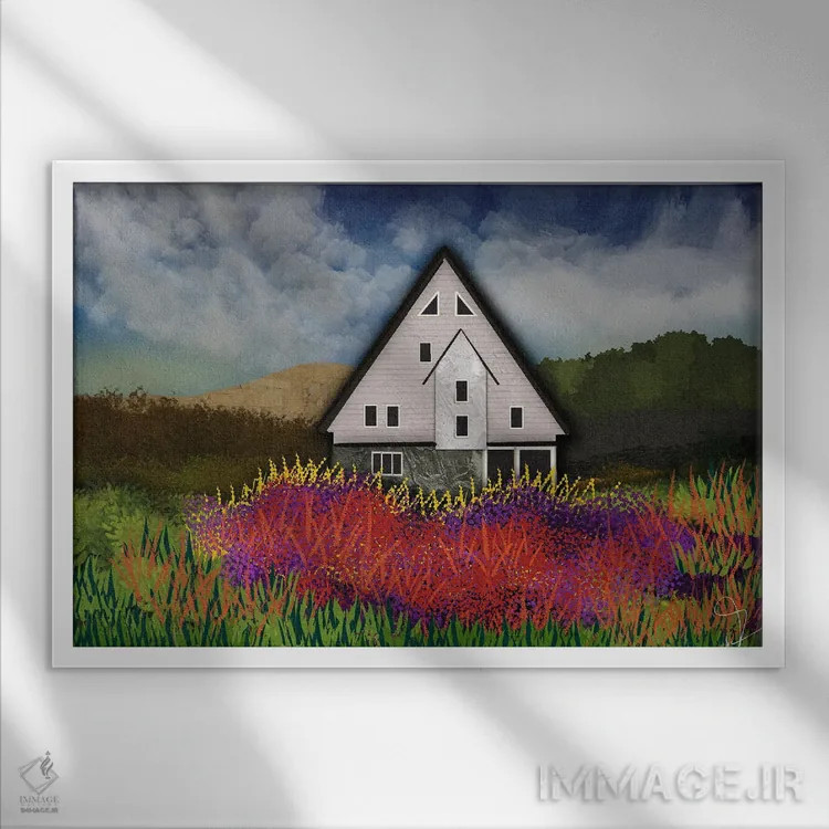 تابلو باغ گل اثر دارلا فرارا - نمای قابدار سفید