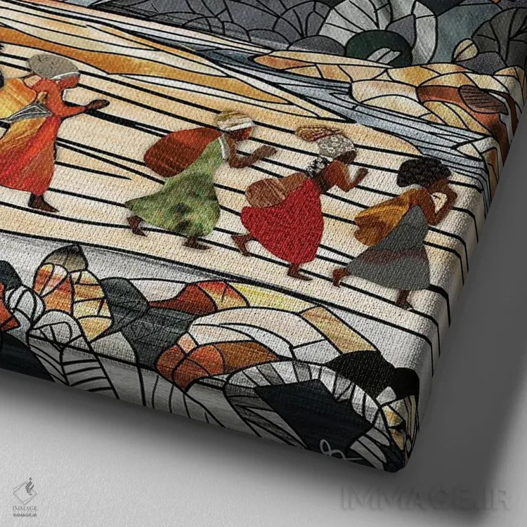 تابلو آفریقا اثر دارلا فرارا - نمای نزدیک بافت بوم