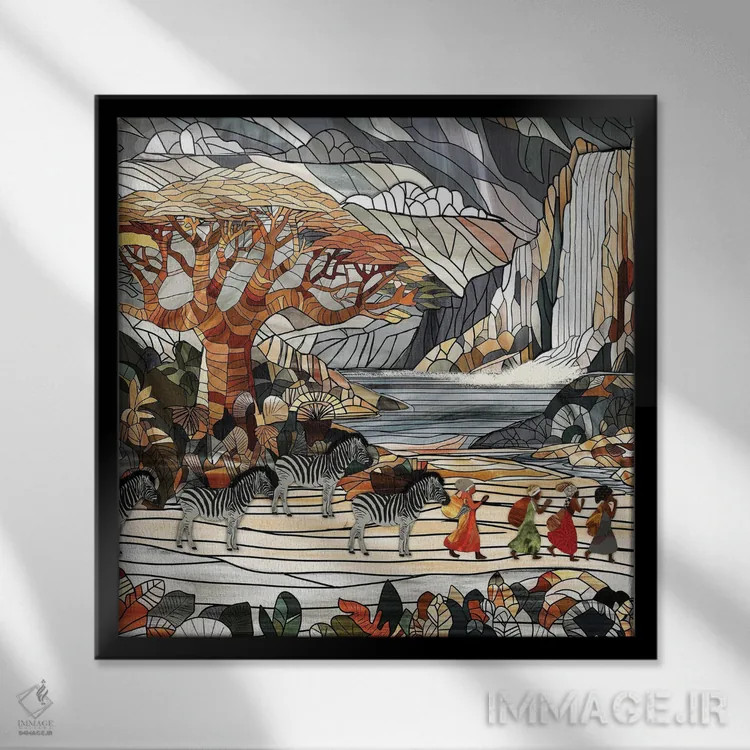 تابلو آفریقا اثر دارلا فرارا - نمای قابدار مشکی