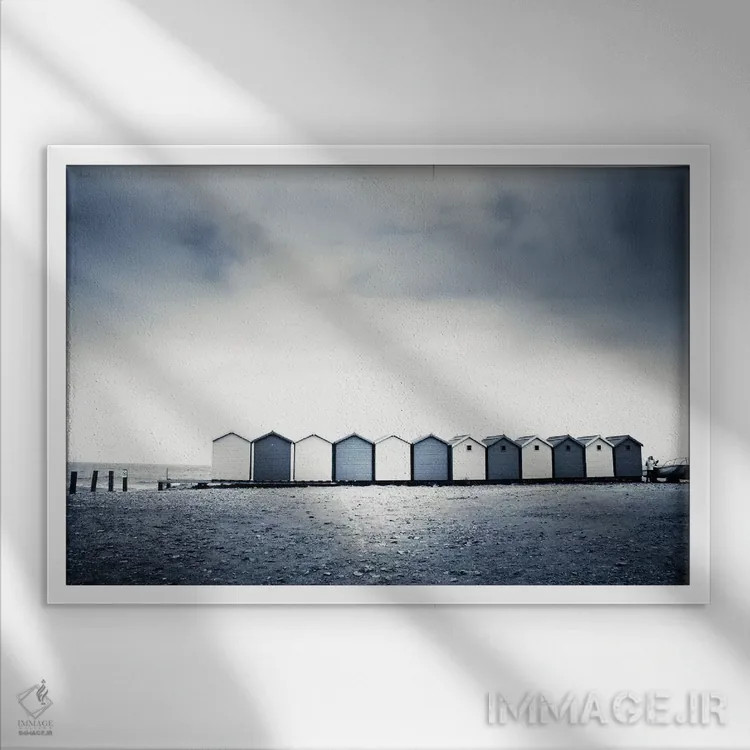 تابلو کلبههای ساحلی اثر دوریت فوگ - نمای قابدار سفید