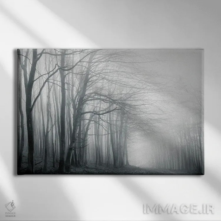تابلو مسیر مهآلود جنگل اثر دوریت فوگ - نمای روبهرو روی دیوار