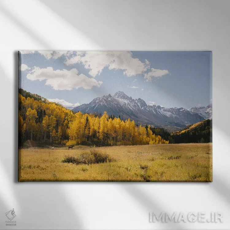 تابلو کوه اسنفلس پوشیده از برف در پاییز (کلرادو) اثر دنیل گارسیا - نمای روبهرو روی دیوار