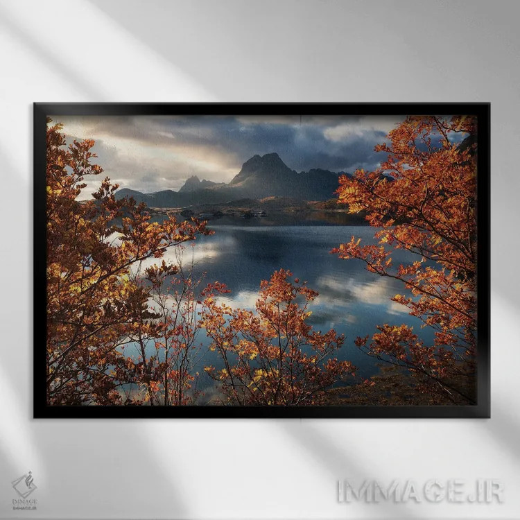 تابلو صبح پاییزی در جزایر لوفوتن اثر دنیل گاستاگر - نمای قابدار مشکی