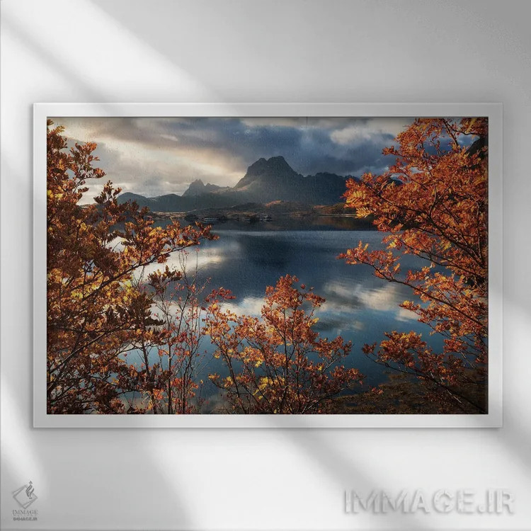 تابلو صبح پاییزی در جزایر لوفوتن اثر دنیل گاستاگر - نمای قابدار سفید