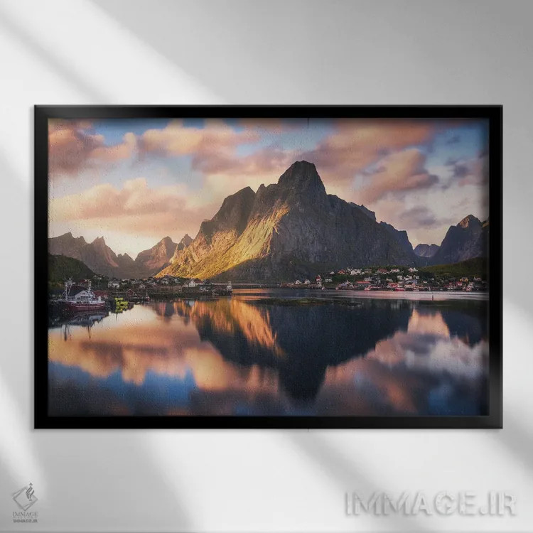 تابلو عصر تابستان طلایی در جزایر لوفوتن اثر دنیل گاستاگر - نمای قابدار مشکی