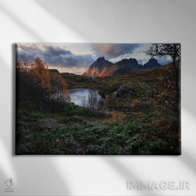 تابلو طلوع پاییزی در جزایر لوفوتن اثر دنیل گاستاگر - نمای روبهرو روی دیوار