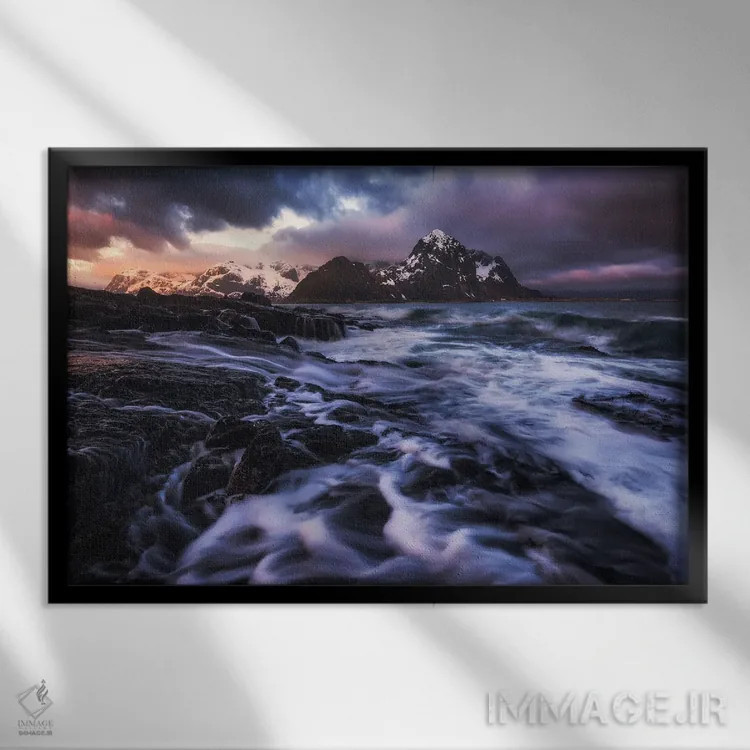 تابلو ساحل رمزآلود لوفوتن اثر دنیل گاستاگر - نمای قابدار مشکی