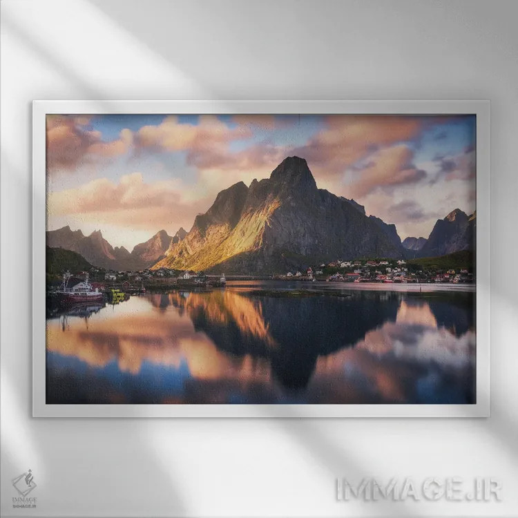 تابلو عصر تابستان طلایی در جزایر لوفوتن اثر دنیل گاستاگر - نمای قابدار سفید