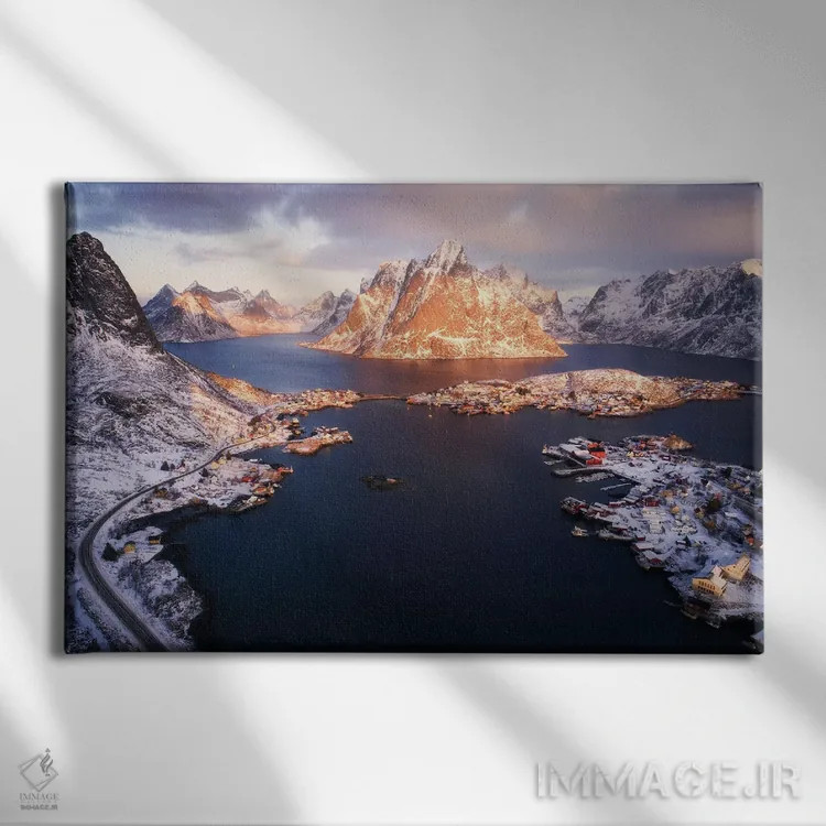 تابلو صبح زمستانی از بالا در رین (نروژ) اثر دنیل گاستاگر - نمای روبهرو روی دیوار