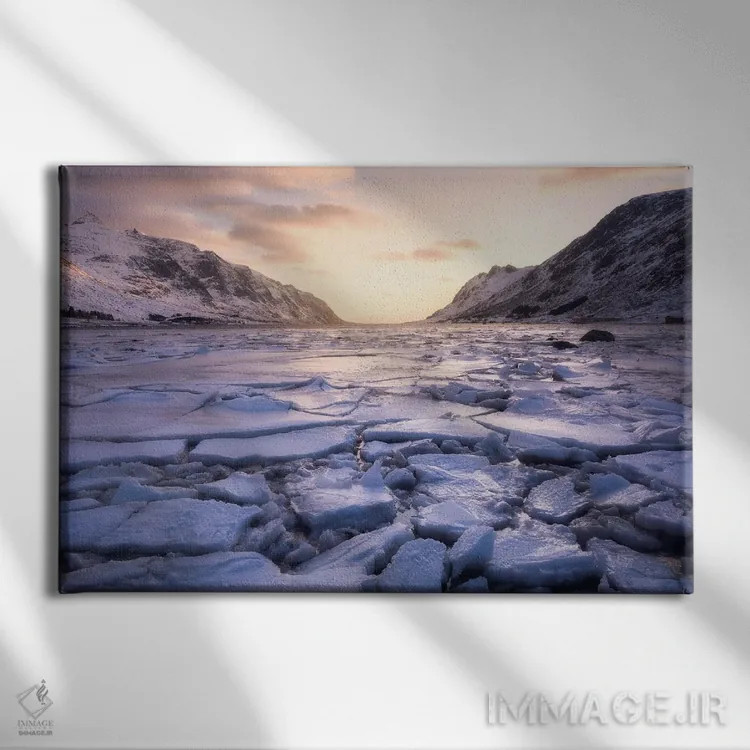 تابلو عصر زمستانی یخزده در جزایر لوفوتن اثر دنیل گاستاگر - نمای روبهرو روی دیوار