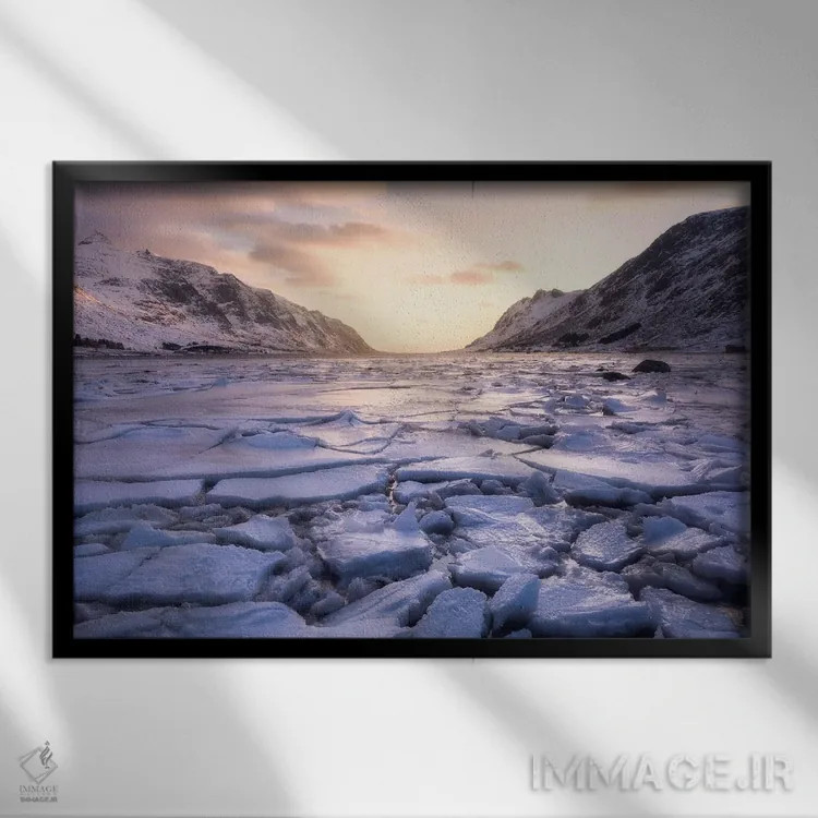تابلو عصر زمستانی یخزده در جزایر لوفوتن اثر دنیل گاستاگر - نمای قابدار مشکی