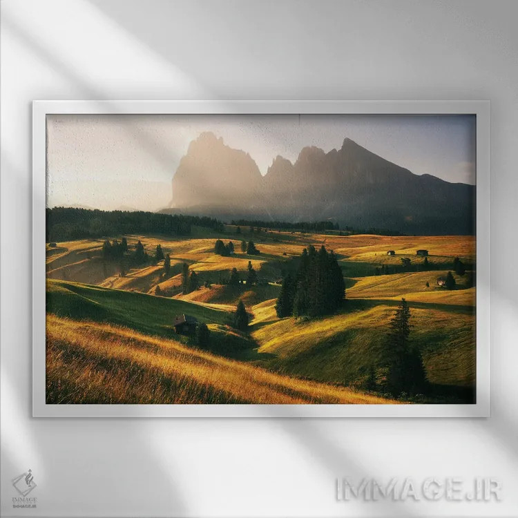 تابلو صبح تابستانی آرام در آلپه دی سوییسی اثر دنیل گاستاگر - نمای قابدار سفید