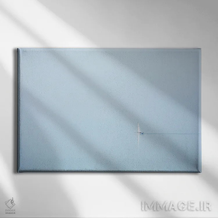 تابلو قایق بادبانی در ساحل مهآلود بریتانی (فرانسه) اثر دنیل گاستاگر - نمای روبهرو روی دیوار