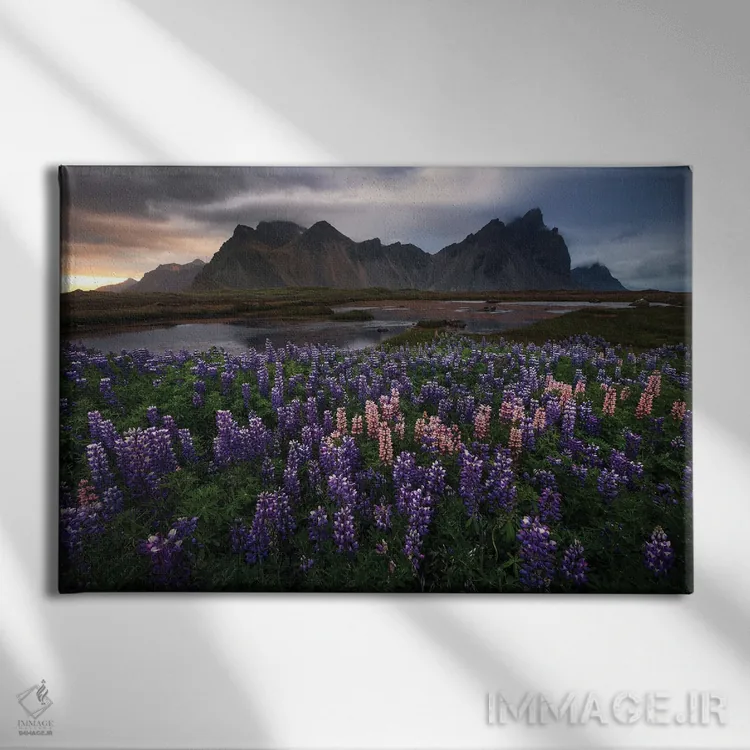 تابلو غروب احساسی تابستانی در استوکسنس (ایسلند) اثر دنیل گاستاگر - نمای روبهرو روی دیوار