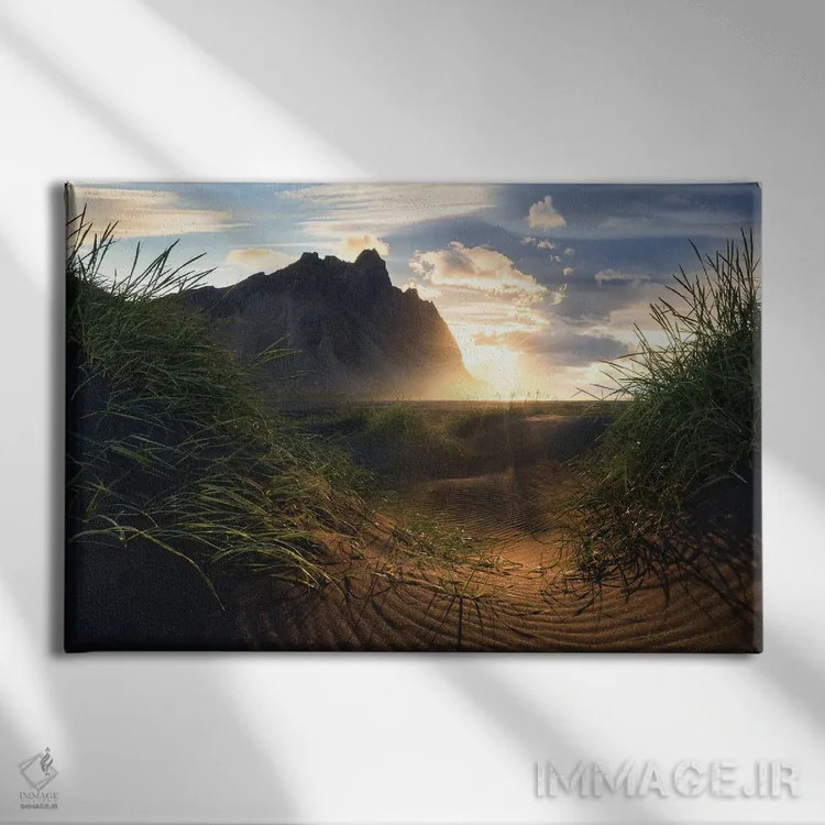 تابلو طلوع طوفانی تابستانی استوکسنِس (ایسلند) اثر دنیل گاستاگر - نمای روبهرو روی دیوار