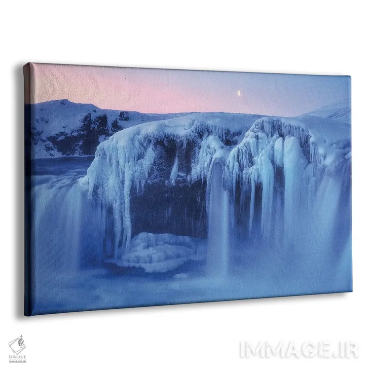 تابلو آبشار گودافوس یخزده در شمال ایسلند اثر دنیل گاستاگر - نمای پرسپکتیو محصول