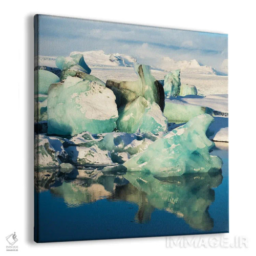 تابلو خورشید طلایی بر تالاب یخی ایسلند اثر دنیل گاستاگر - نمای پرسپکتیو محصول