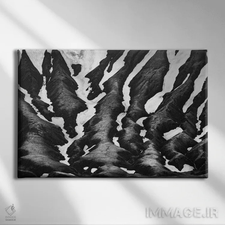 تابلو اشکال انتزاعی ارتفاعات ایسلند اثر دنیل گاستاگر - نمای روبهرو روی دیوار