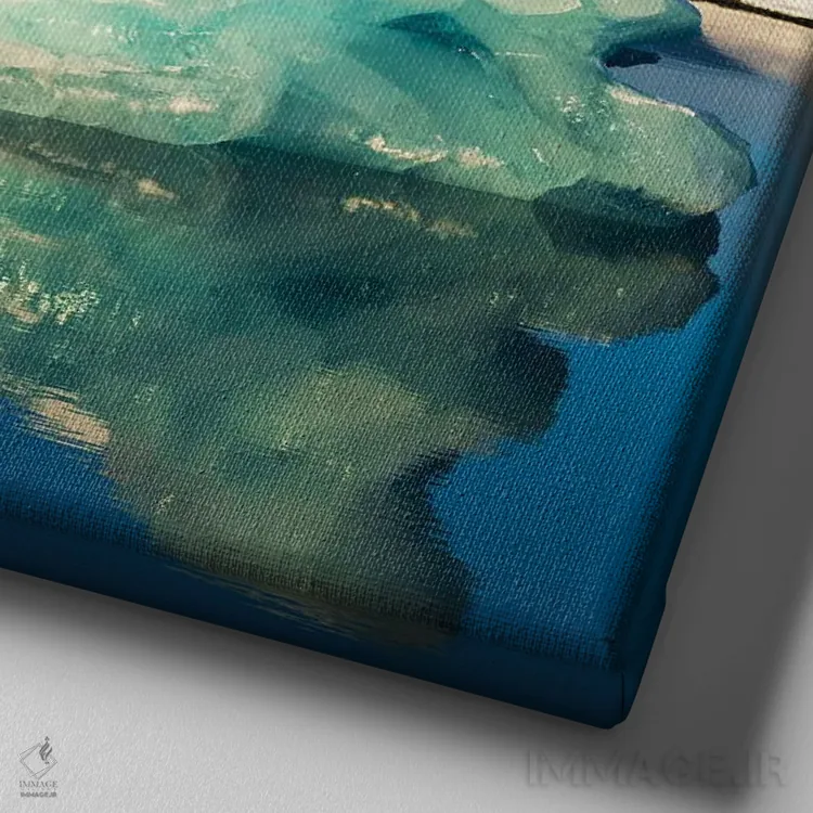 تابلو خورشید طلایی بر تالاب یخی ایسلند اثر دنیل گاستاگر - نمای نزدیک بافت بوم