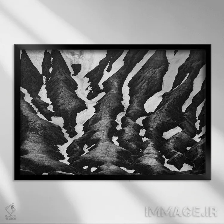 تابلو اشکال انتزاعی ارتفاعات ایسلند اثر دنیل گاستاگر - نمای قابدار مشکی