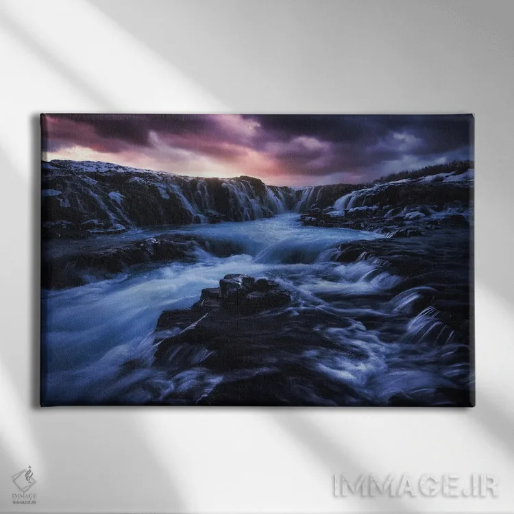 تابلو غروب زمستانی در بروآرفوس (ایسلند) اثر دنیل گاستاگر - نمای روبهرو روی دیوار