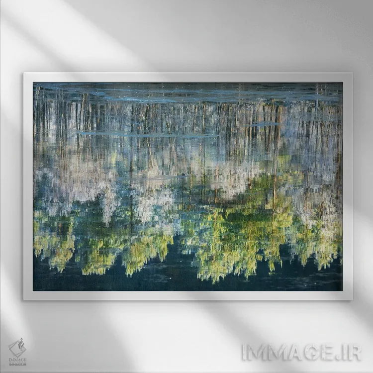 تابلو بازتاب رنگی رودخانه اثر دنیل گاستاگر - نمای قابدار سفید