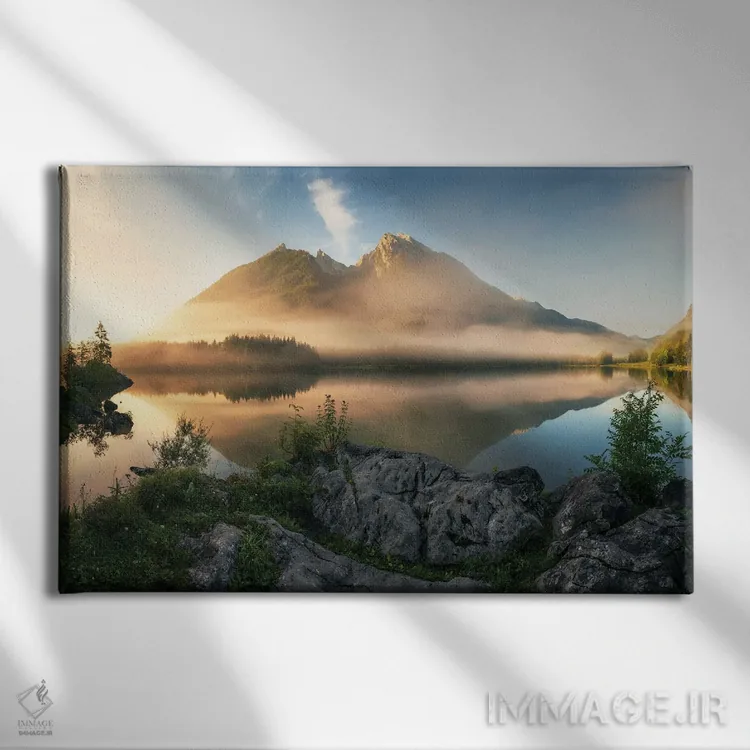 تابلو صبح طلایی بهاری کنار دریاچه هینترزی در باواریا اثر دنیل گاستاگر - نمای روبهرو روی دیوار