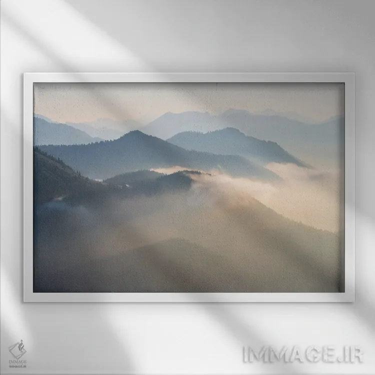 تابلو صبح مهآلود در آلپ باواریا (آلمان) اثر دنیل گاستاگر - نمای قابدار سفید
