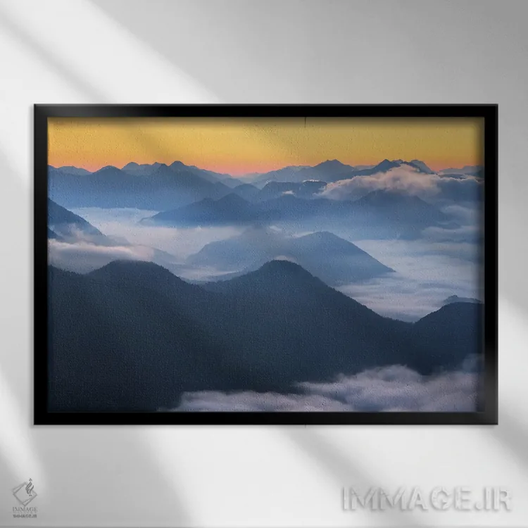 تابلو سپیدهدم در آلپ باواریا (آلمان) اثر دنیل گاستاگر - نمای قابدار مشکی