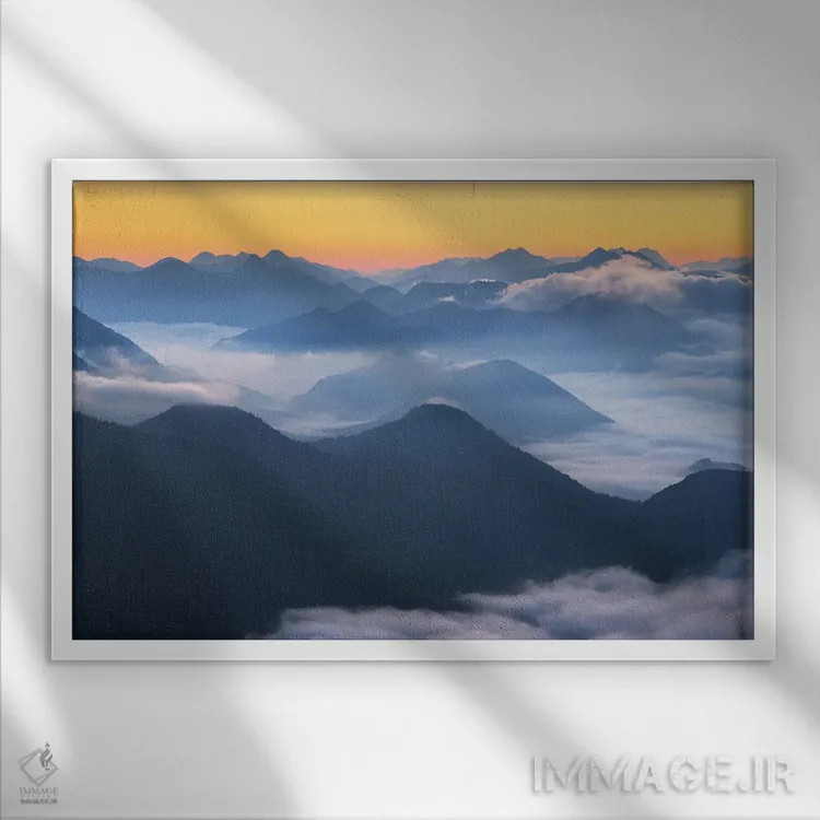 تابلو سپیدهدم در آلپ باواریا (آلمان) اثر دنیل گاستاگر - نمای قابدار سفید