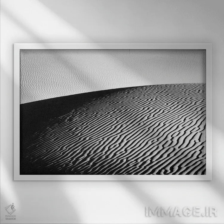 تابلو بیابان در سیاه و سفید اثر دنیل گاستاگر - نمای قابدار سفید