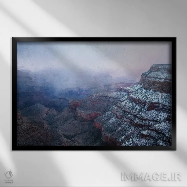 تابلو عصر زمستانی مهآلود در گرند کنیون اثر دنیل گاستاگر - نمای قابدار مشکی