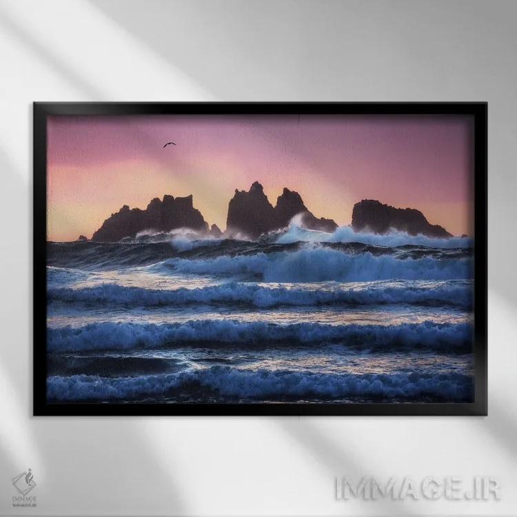 تابلو لایههای موج در ساحل بندن اثر دنیل گاستاگر - نمای قابدار مشکی