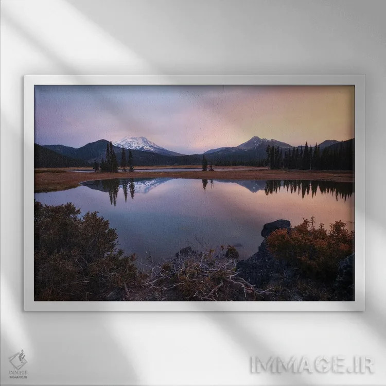 تابلو صبح آرام کنار دریاچهای در اورگن اثر دنیل گاستاگر - نمای قابدار سفید